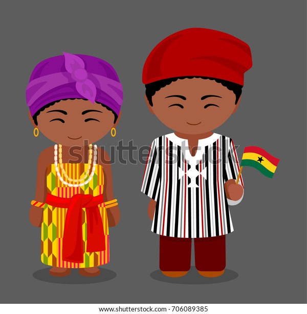 Ghanaian National Clothes Flag Man Woman Stock Vector (Royalty Free ...