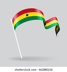 Ghanaian pin icon wavy flag. Vector illustration.