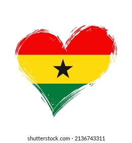 Fondo en forma de corazón con la bandera ghanesa. Ilustración vectorial.