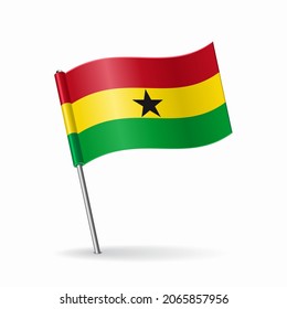 Ghanayan flag map pointer layout. Vector illustration.