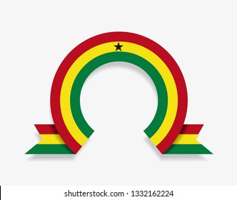 Ghanayan flag rounded ribbon abstract background. Vector illustration.