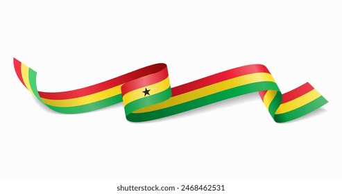 Fondo abstracto ondulado de la bandera ghanesa. Ilustración vectorial.