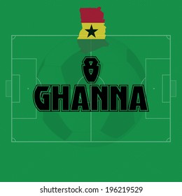 ghanna vector illustration, map with soccer ball