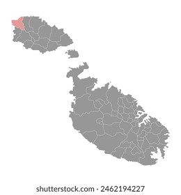 Gharb District map, administrative division of Malta. Vector illustration.