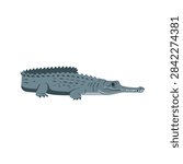 Gharial Crocodile with Long Snout Vector Illustration Isolated on White Background