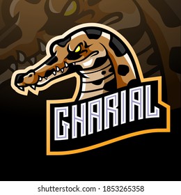 Gharial crocodile mascot. esport logo design