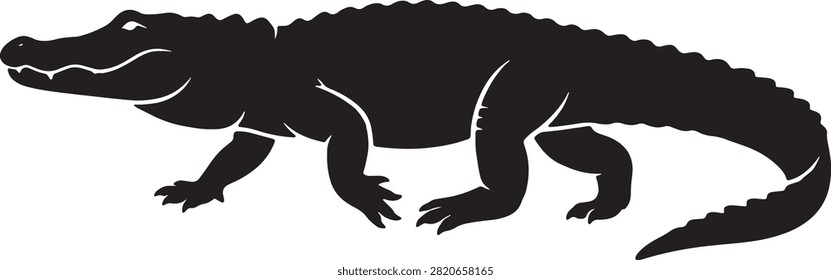 Gharial walking silhouette, reptile predator wildlife nature.