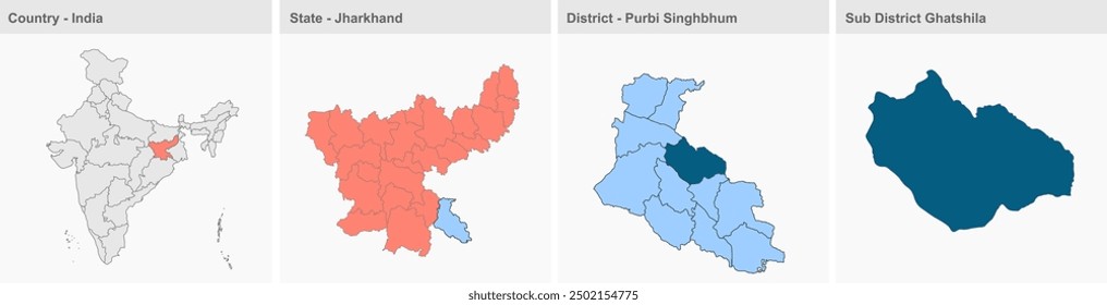 Ghatshila map, Purbi Singhbhum District, Jharkhand state, Republic of India, Government of Jharkhand, Indian territory, Eastern India, poli