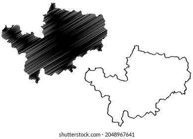 Ghaziabad district (Uttar Pradesh State, Republic of India) map vector illustration, scribble sketch Ghaziabad map