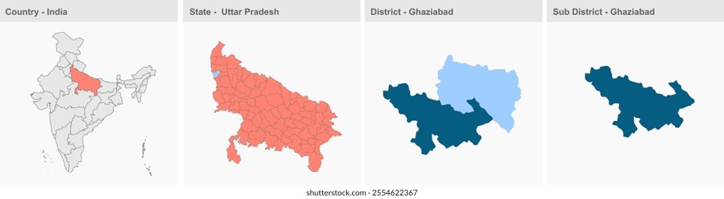 Ghaziabad map outlinee, Ghaziabad District,Uttar Pradesh State, Republic of India, Government of  Uttar Pradesh, Indian territory, Eastern India, politics, village, tourism