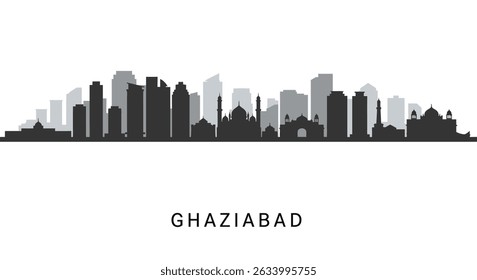 Ghaziabad Skyline Cityscape Vector City Minimalist.