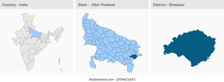 Ghazipur Ditrict map, Ghazipur District, Uttar Pradesh State, Republic of India, Government of  Uttar Pradesh, Indian territory, Eastern India, politics, village, tourism