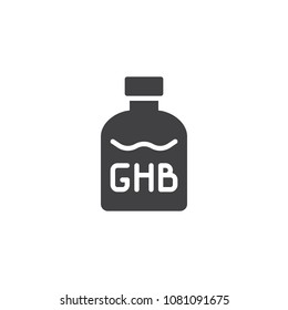GHB Flasche Vektorillustration Symbol. volles Flachzeichen für mobiles Konzept und Webdesign. Drogen einfache feste Symbol. Symbol, Logo-Abbildung. Pixel perfekte Vektorillustration