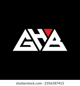 GHB triangle letter logo design with triangle shape. GHB triangle logo design monogram. GHB triangle vector logo template with red color. GHB triangular logo Simple, Elegant, and Luxurious design.