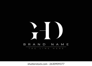 GHD abstract letter logo design. This logo is designed by three abstract letters.