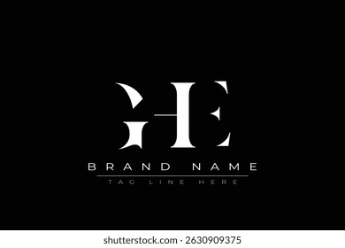 GHE abstract letter logo design. This logo is designed by three abstract letters.