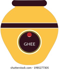 Ghee Bottle Vector Illustration Isolated In White Background