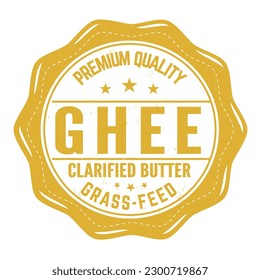 Ghee grunge sello de goma sobre fondo blanco, ilustración vectorial