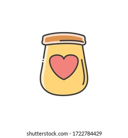 Ghee. Vector hand drawn badge illustration on white background. ghee vector icons. butter vector.
