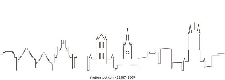 Ghent Dark Line Simple Minimalist Skyline With White Background