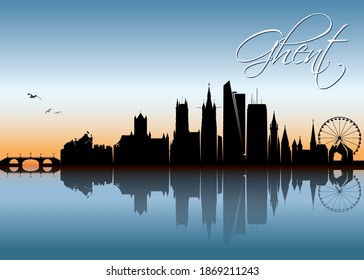 Ghent skyline Belgium cityscape - vector illustration