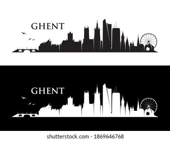 Ghent skyline Belgium cityscape - vector illustration