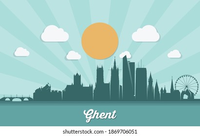 Ghent skyline Belgium cityscape - vector illustration