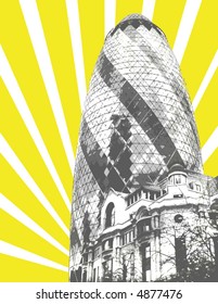 Gherkin building - London - vector poster