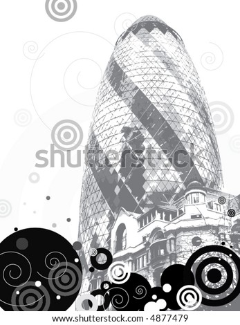 Gherkin building - London - vector poster