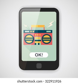 ghetto blaster audio flat icon with long shadow,eps10