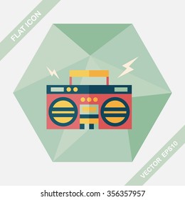 ghetto blaster audio flat icon with long shadow,eps10