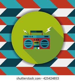 ghetto blaster audio flat icon with long shadow,eps10