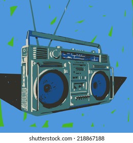 Ghetto blaster boombox vector graphic illustration