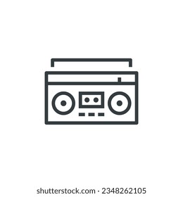 Ghetto blaster radio cassette boombox icon, vector illustration