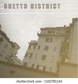 Ghetto district.Stylized vector poster in retro style.