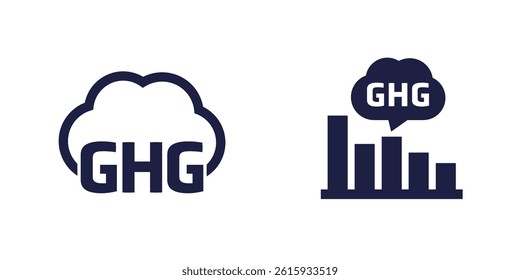 GHG, greenhouse gas icons, emissions levels chart