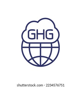 GHG icon, greenhouse gas line vector