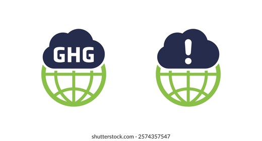 GHG icons, greenhouse gas emission