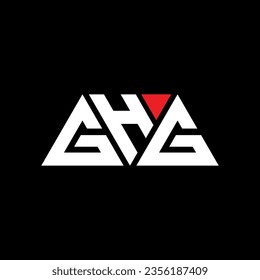 GHG triangle letter logo design with triangle shape. GHG triangle logo design monogram. GHG triangle vector logo template with red color. GHG triangular logo Simple, Elegant, and Luxurious design.