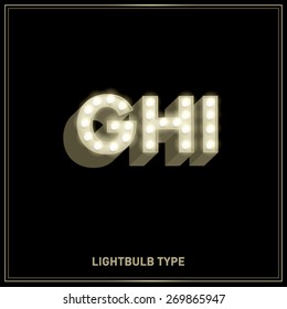 g,h,i lightbulb typeface/font vector/illustration