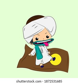 ghibah muslim is mean boy laughing and talk out loud, streetwear or t-shirt design