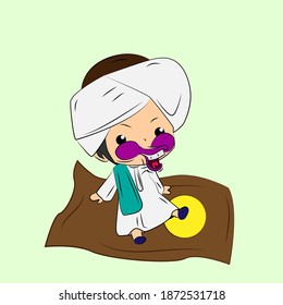 ghibah muslim is mean boy laughing and talk out loud, streetwear or t-shirt design