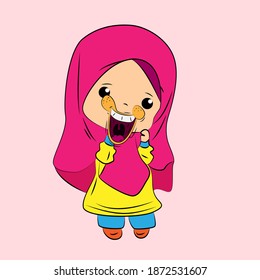 ghibah muslimah is mean girl laughing and talk out loud, streetwear or t-shirt design