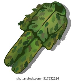 Ghillie suit camouflage hunter or military isolated on white background. Vector illustration.
