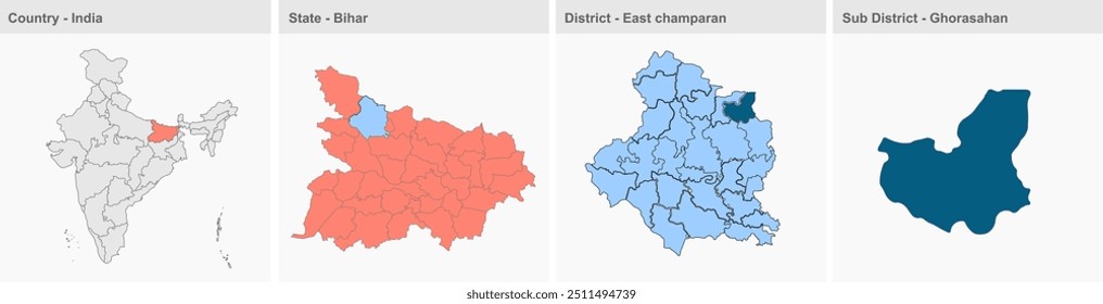 Ghorasahan map, East champaran District, Bihar State, Republic of India, Government of Bihar, Indian territory, Eastern India, politics, village, tourism