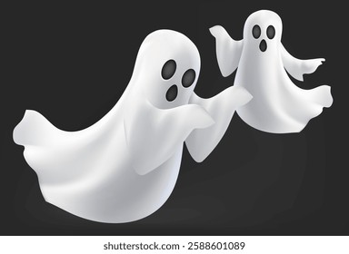 Ghost 3D vector set Mesh gradient wes used. Halloween ghost cute