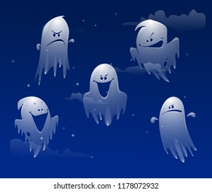 Ghost apparition spook horror a friendly Ghost funny starry sky