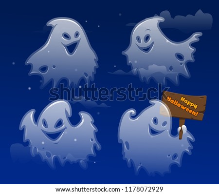 Ghost apparition spook horror a friendly Ghost funny starry sky
