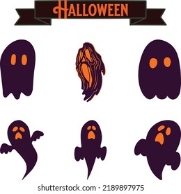 ghost apparition spook horror set. Ghost shadow funny. ghost sheet for halloween character design. Isolated vector illustration.