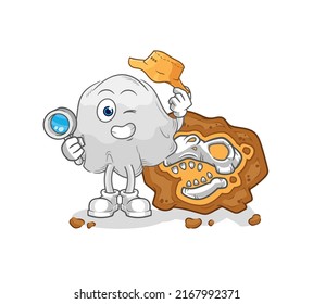 the ghost archaeologists with fossils mascot. cartoon vector